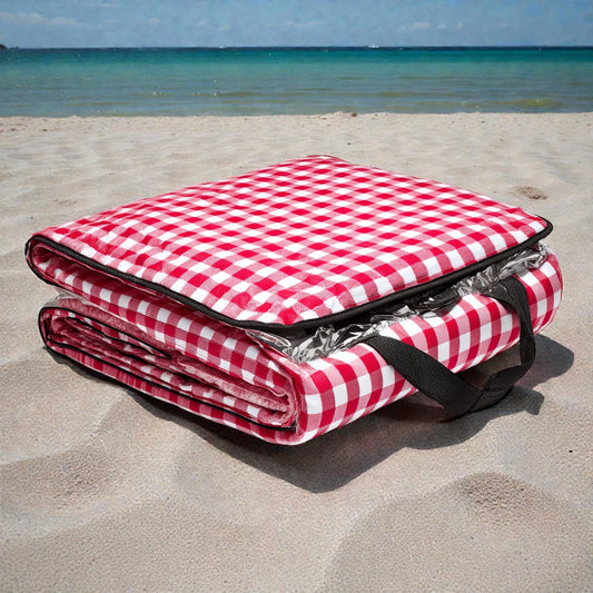 Artenzo Classic Red Gingham Picnic Blanket (Waterproof)